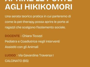 GIOVEDÌ 16 GENNAIO – WEBINAR IL FENOMENO DEGLI HIKIKOMORI & LA PET THERAPY.